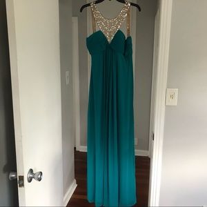 Teal floor length dress